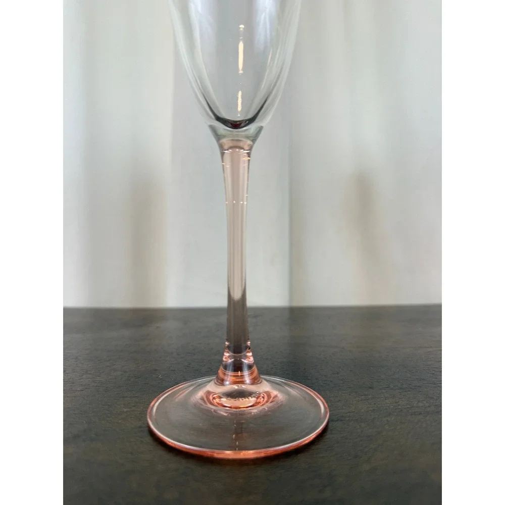 VTG 1980s Set of THREE Luminarc France Pink Stem Champagne‎ Flutes 9